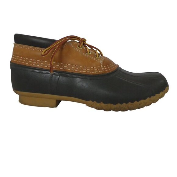 LL Bean Blue Brown Unlined Waterproof Gumshoe Sole Duck Boots Womens 10 Narrow - Picture 2 of 13